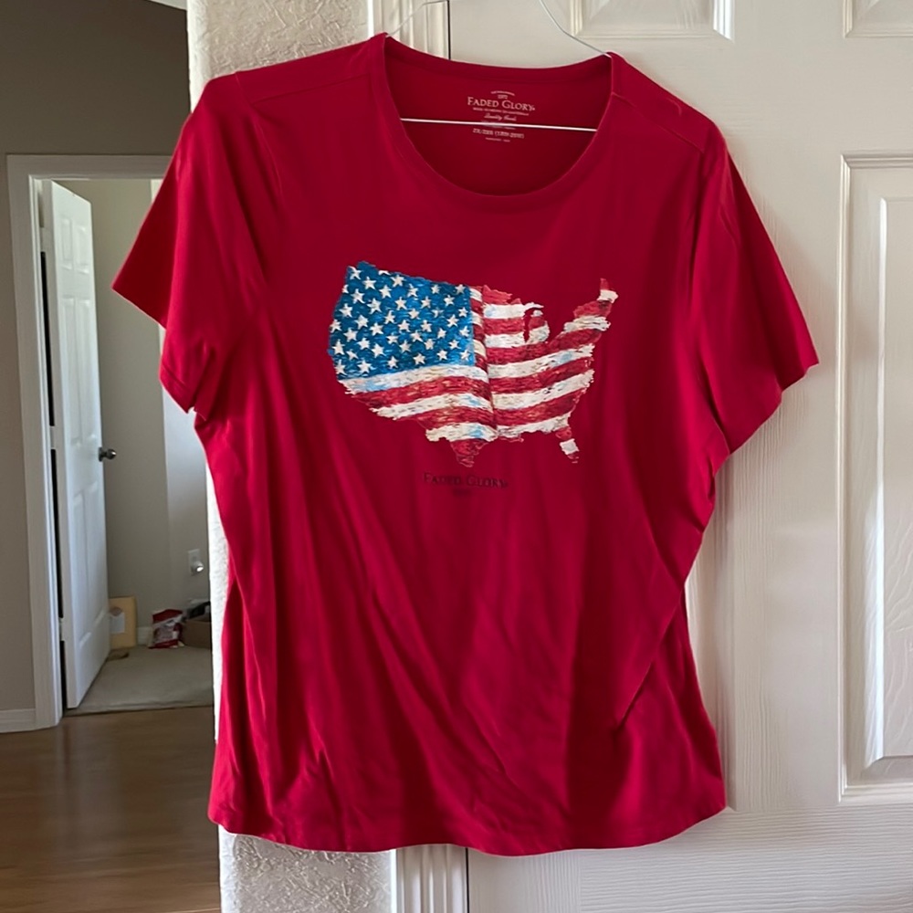 Patriotic Faded Glory red flag tee shirt 2X (18-20)